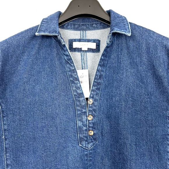 LOFT Denim Pocket Shift Dress Women’s Size XL Boho Western Rodeo Festival Cotton - Picture 4 of 11